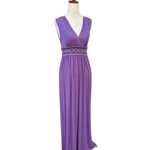 Max Studio Purple Sleeveless Maxi Dr…